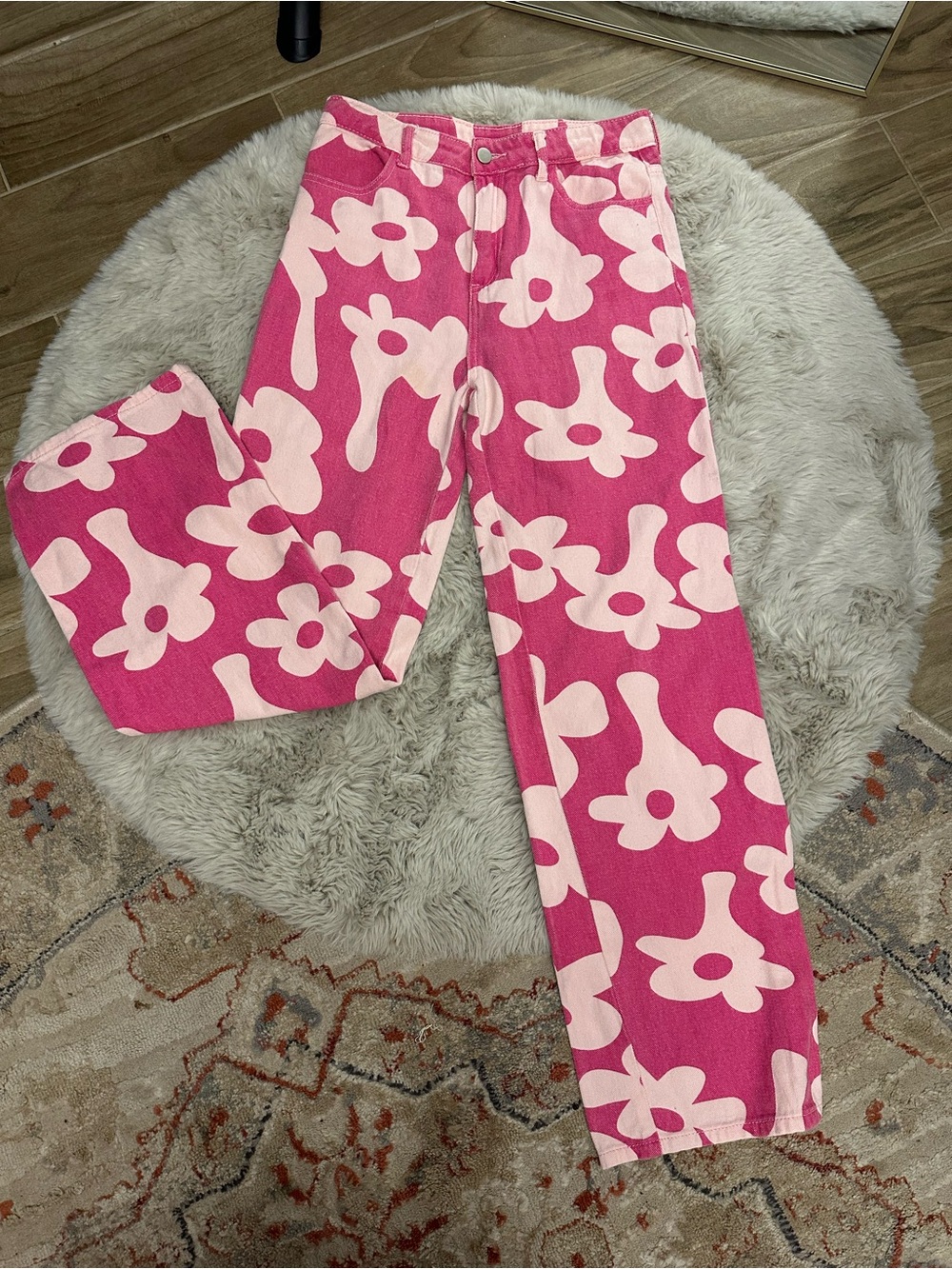 Bailey Rose Pink Floral Straight Leg Jeans